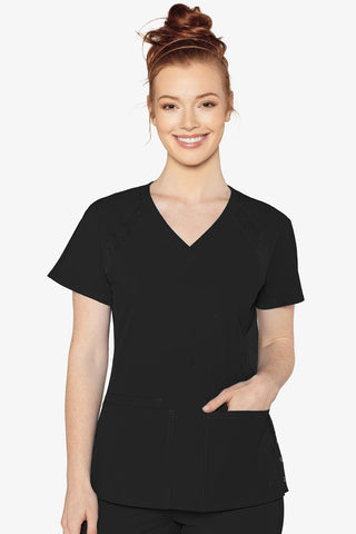 Med Couture 8470 Peaches Raglan Scrub Top - Black